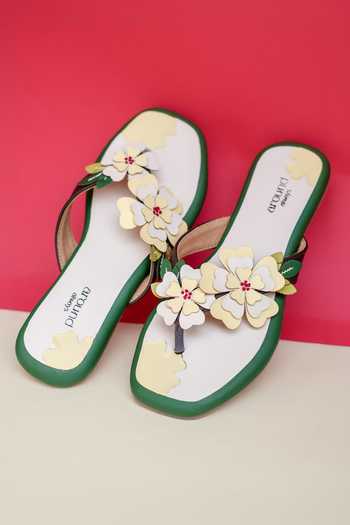 Around Always Primrose Floral Applique Flat Sandals 