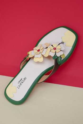 Around Always Primrose Floral Applique Flat Sandals 