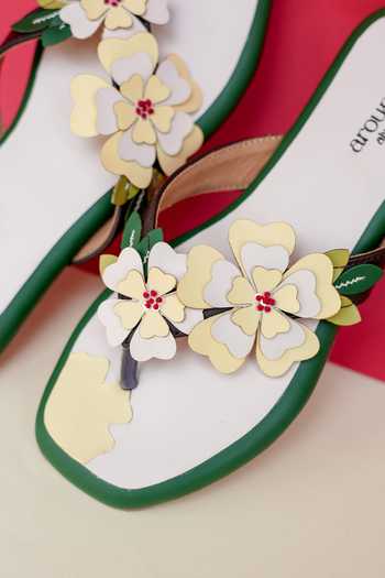 Around Always Ivory Primrose Floral Applique Flat Sandals Online at Aza Fashions Around Always_Ivory Primrose Floral Applique Flat Sandals _Online_at_Aza_Fashions