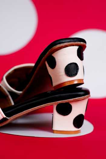 Around Always_Black Polka Dot Block Heel Sandals _Online_at_Aza_Fashions