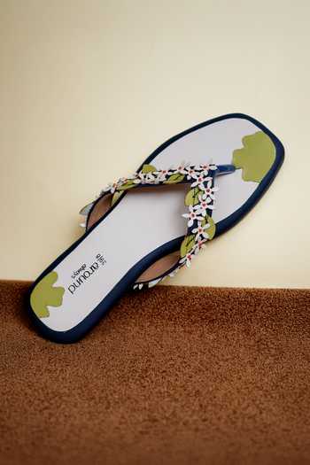 Around Always Jasmine Leafy Detailed Flat Sandals