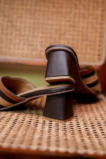Around Always_Brown Apex Geometric Strap Block Heels _Online_at_Aza_Fashions