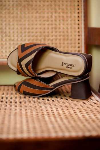 Around Always Apex Geometric Strap Block Heels 