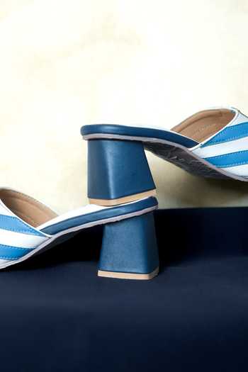 Around Always_Blue Vertex Geometric Strap Block Heels _Online_at_Aza_Fashions