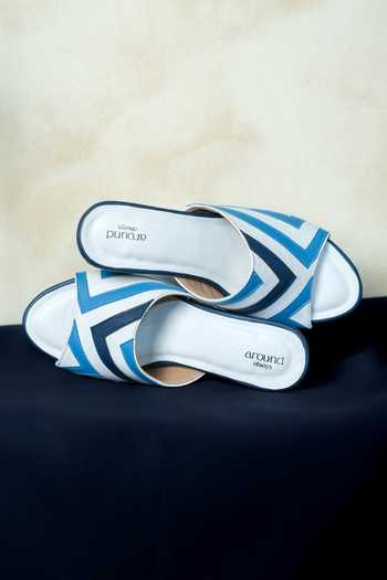 Buy_Around Always_Blue Vertex Geometric Strap Block Heels _Online_at_Aza_Fashions