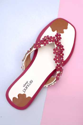 Around Always Starling Floral Applique Flat Sandals