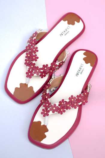 Around Always Starling Floral Applique Flat Sandals