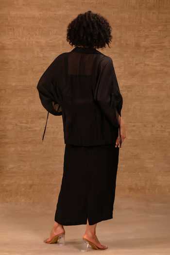 Eeda Pleated Shirt & Applique Skirt Set 