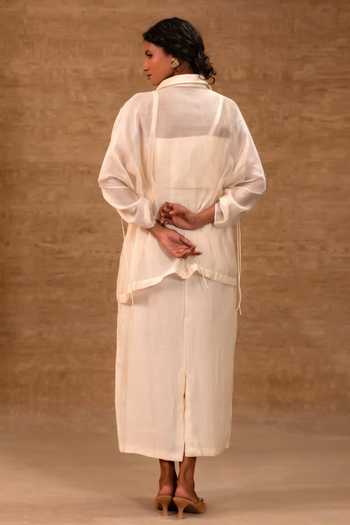 Eeda Pleated Shirt & Applique Skirt Set 