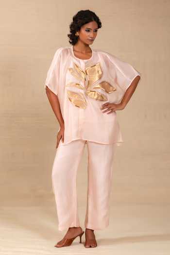 Eeda Gulnaar Leaf Applique Shirt & Pant Co-ord Set 