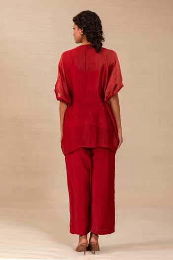 Eeda Gulnaar Leaf Applique Shirt & Pant Co-ord Set 