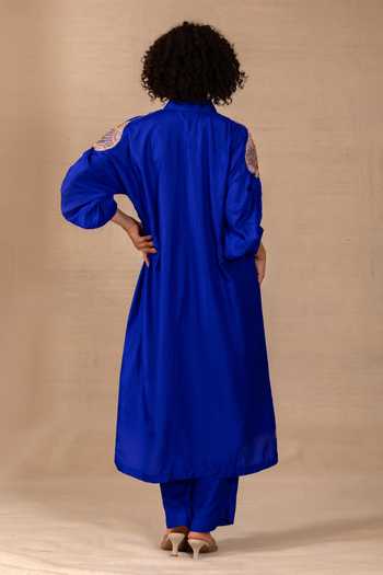 Eeda Silsila Silk Leaf Motif Kurta & Pant Set 