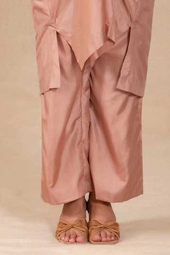 Eeda Pink Silk Mandarin Collar Silsila Paisley Motif Kurta And Pant Set Online at Aza Fashions Eeda_Pink Silk Mandarin Collar Silsila Paisley Motif Kurta And Pant Set _Online_at_Aza_Fashions