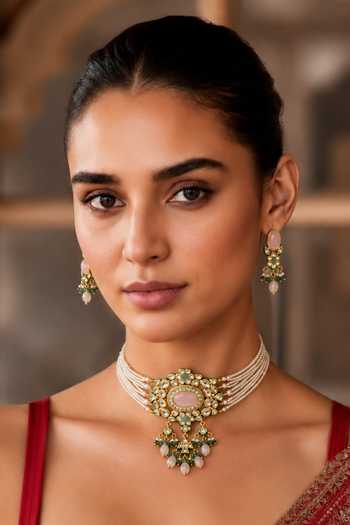 Tad Accessories Choker Necklace & Pair Of Earrings Set 