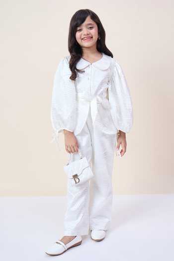 Buy_StyloBug_White Polyester Textured Shirt And Pant Set _Online_at_Aza_Fashions