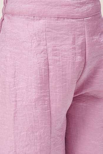 Buy StyloBug Purple Polyester Peter Pan Collared Shirt And Set Buy_StyloBug_Purple Polyester Peter Pan Collared Shirt And Set