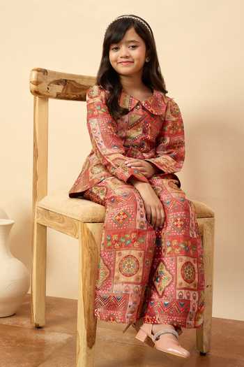 StyloBug Red Viscose Printed Shirt And Pant Co-ord Set at Aza Fashions StyloBug_Red Viscose Printed Shirt And Pant Co-ord Set _at_Aza_Fashions