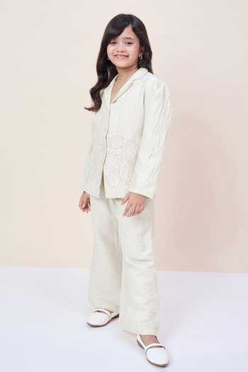 StyloBug Off White Polyester Embroidered Blazer And Pant Set Online at Aza Fashions StyloBug_Off White Polyester Embroidered Blazer And Pant Set _Online_at_Aza_Fashions