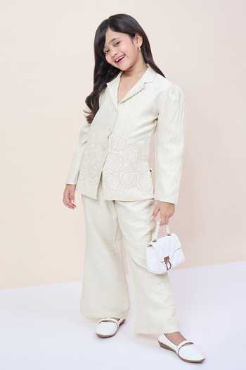 Buy StyloBug Off White Polyester Embroidered Blazer And Pant Set Online at Aza Fashions Buy_StyloBug_Off White Polyester Embroidered Blazer And Pant Set _Online_at_Aza_Fashions