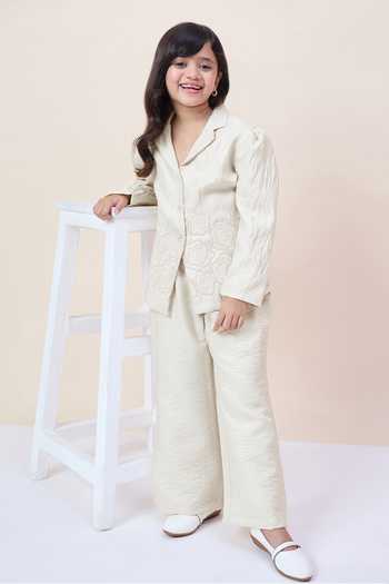 Shop StyloBug Off White Polyester Embroidered Blazer And Pant Set Online at Aza Fashions Shop_StyloBug_Off White Polyester Embroidered Blazer And Pant Set _Online_at_Aza_Fashions