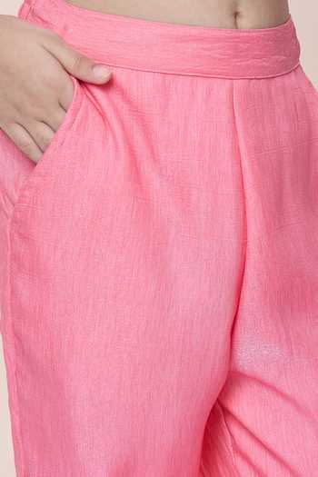 Buy StyloBug Pink Polyester Embroidered Sleeveless Top With Pant Buy_StyloBug_Pink Polyester Embroidered Sleeveless Top With Pant
