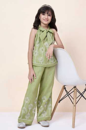 StyloBug Embroidered Sleeveless Top & Pant Set 