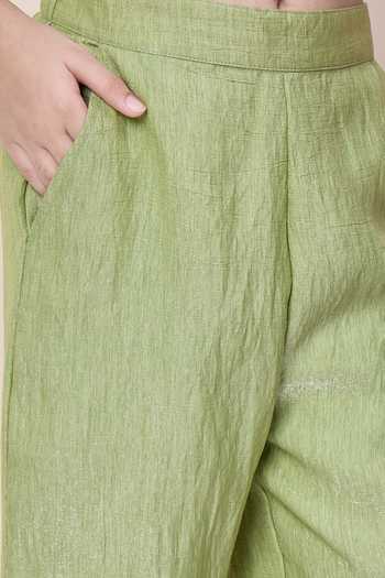 StyloBug Green Polyester Embroidered Sleeveless Top And Pant Set at Aza Fashions StyloBug_Green Polyester Embroidered Sleeveless Top And Pant Set _at_Aza_Fashions