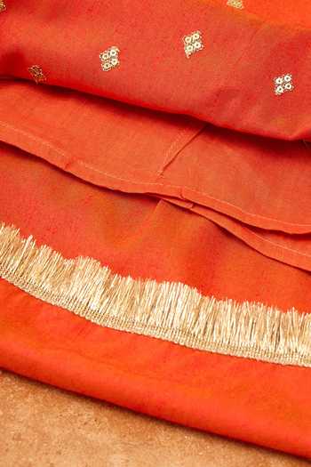 Buy StyloBug Orange Viscose Embroidered Angarkha Kurta Set Buy_StyloBug_Orange Viscose Embroidered Angarkha Kurta Set