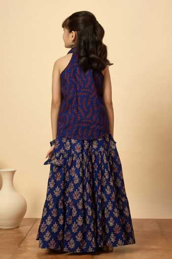 StyloBug Printed Shirt & Lehenga Set 