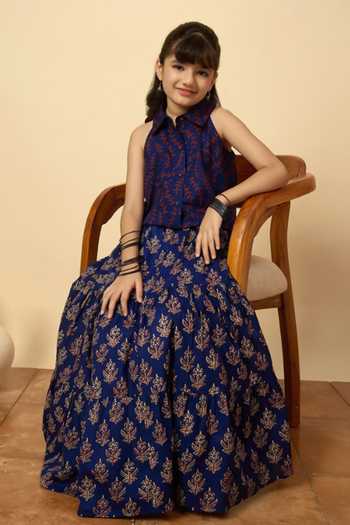 Buy StyloBug Blue Cotton Printed Shirt And Lehenga Set Online at Aza Fashions Buy_StyloBug_Blue Cotton Printed Shirt And Lehenga Set _Online_at_Aza_Fashions