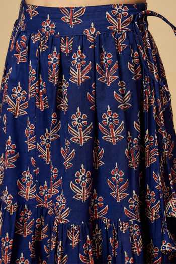 StyloBug Blue Cotton Printed Shirt And Lehenga Set at Aza Fashions StyloBug_Blue Cotton Printed Shirt And Lehenga Set _at_Aza_Fashions