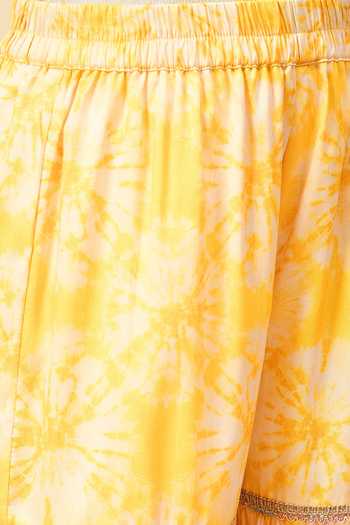 Shop StyloBug Yellow Silk, Polyester Printed Kaftan Kurta And Sharara Set Online at Aza Fashions Shop_StyloBug_Yellow Silk, Polyester Printed Kaftan Kurta And Sharara Set _Online_at_Aza_Fashions