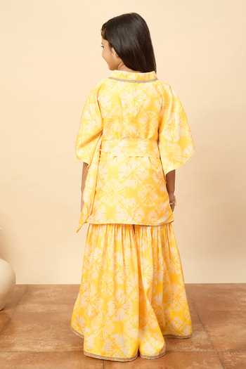 StyloBug Printed Kaftan Kurta & Sharara Set 