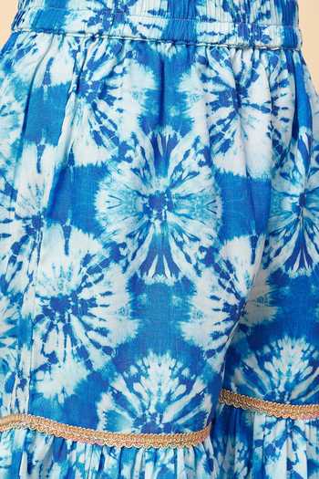 Buy StyloBug Blue Silk, Polyester Printed Kaftan Kurta And Sharara Set Buy_StyloBug_Blue Silk, Polyester Printed Kaftan Kurta And Sharara Set