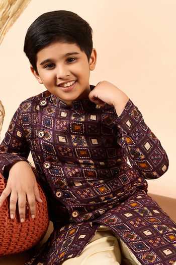 Shop StyloBug Brown Cotton Hand Block Print Kurta Set Online at Aza Fashions Shop_StyloBug_Brown Cotton Hand Block Print Kurta Set _Online_at_Aza_Fashions