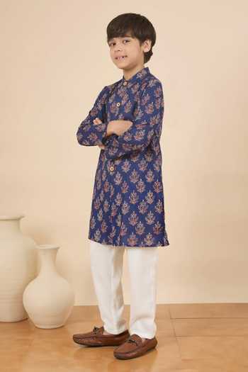 Buy StyloBug Blue Cotton Hand Block Print Kurta Set Online at Aza Fashions Buy_StyloBug_Blue Cotton Hand Block Print Kurta Set _Online_at_Aza_Fashions