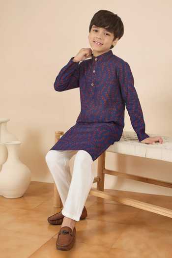 Shop StyloBug Blue Cotton Hand Block Print Kurta Set Online at Aza Fashions Shop_StyloBug_Blue Cotton Hand Block Print Kurta Set _Online_at_Aza_Fashions