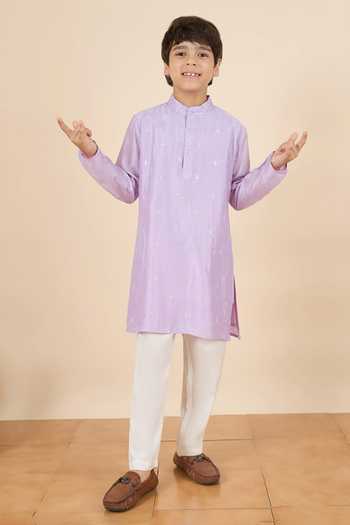 StyloBug Purple Silk Embroidered Kurta And Pant Set Online at Aza Fashions StyloBug_Purple Silk Embroidered Kurta And Pant Set _Online_at_Aza_Fashions