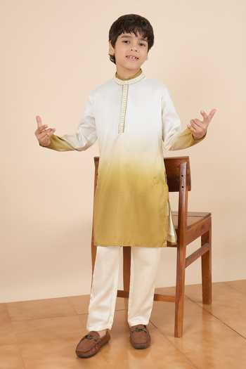 Shop StyloBug Off White Silk Ombre Pure Kurta Set Online at Aza Fashions Shop_StyloBug_Off White Silk Ombre Pure Kurta Set _Online_at_Aza_Fashions