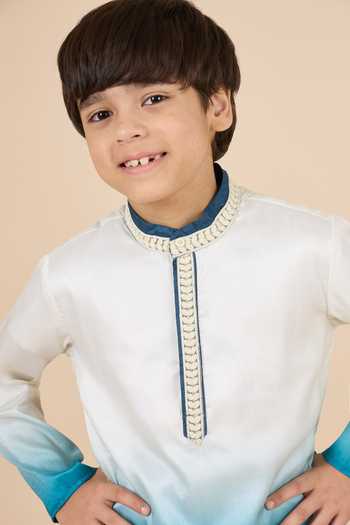 Shop StyloBug Blue Silk Ombre Pure Kurta Set Online at Aza Fashions Shop_StyloBug_Blue Silk Ombre Pure Kurta Set _Online_at_Aza_Fashions