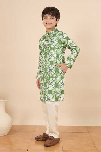 Buy_StyloBug_Green Polyester Printed Kurta And Pant Set _Online_at_Aza_Fashions