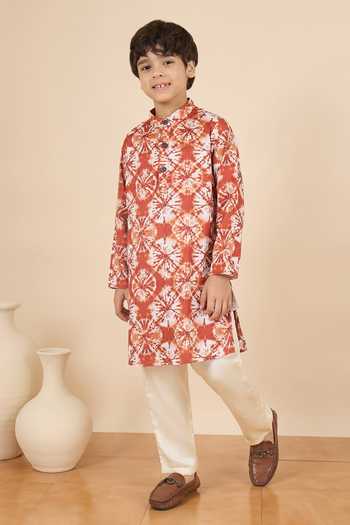 StyloBug_Brown Polyester Printed Kurta And Pant Set _Online_at_Aza_Fashions