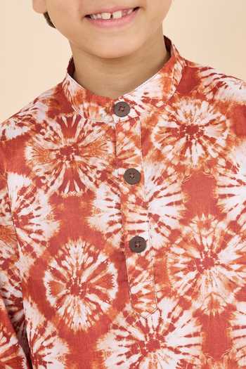 StyloBug_Brown Polyester Printed Kurta And Pant Set _at_Aza_Fashions