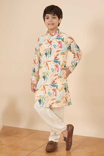 StyloBug_Multi Color Polyester Printed Kurta And Pant Set _Online_at_Aza_Fashions