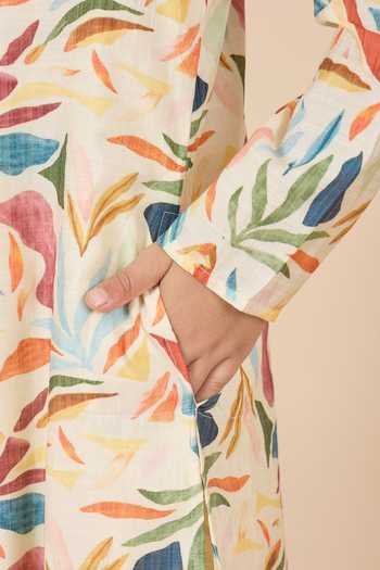 StyloBug_Multi Color Polyester Printed Kurta And Pant Set _at_Aza_Fashions