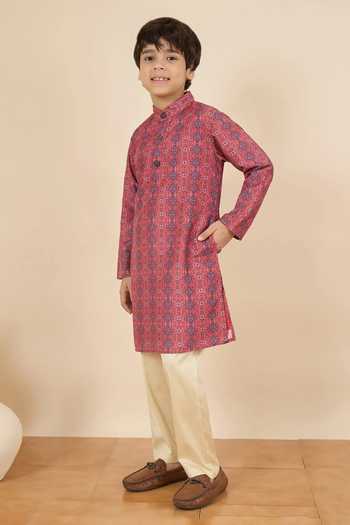 Buy StyloBug Maroon Polyester Printed Kurta And Pant Set Online at Aza Fashions Buy_StyloBug_Maroon Polyester Printed Kurta And Pant Set _Online_at_Aza_Fashions