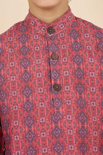 StyloBug Maroon Polyester Printed Kurta And Pant Set at Aza Fashions StyloBug_Maroon Polyester Printed Kurta And Pant Set _at_Aza_Fashions