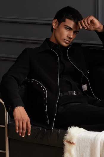 Buy Soniya G Black Suiting Eclipse Zip-up Jacket And Pant Set Online at Aza Fashions Buy_Soniya G_Black Suiting Eclipse Zip-up Jacket And Pant Set _Online_at_Aza_Fashions