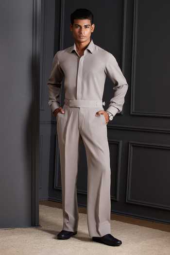 Soniya G Stone Sector Stone Grey Bandhgala & Trouser Set 