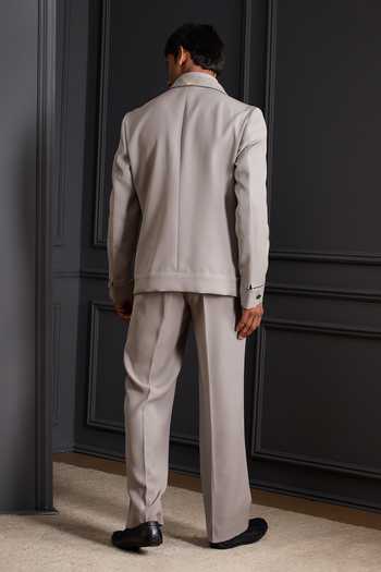 Soniya G Stone Sector Stone Grey Bandhgala & Trouser Set 